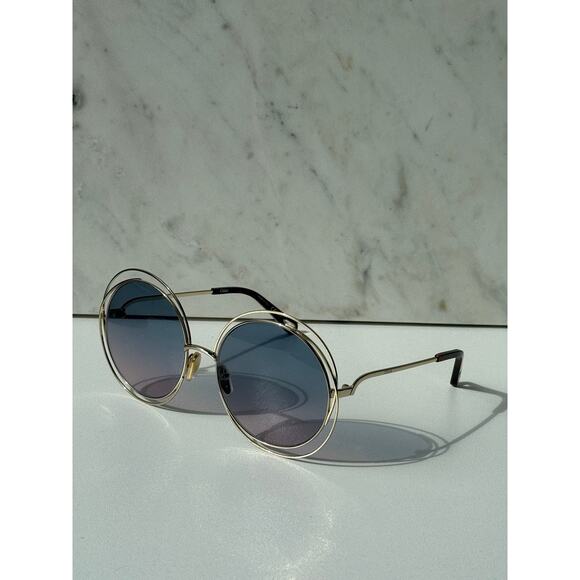 NEW Chloe CH0045S Carlina Round Sunglasses in Gold Blue main image 5